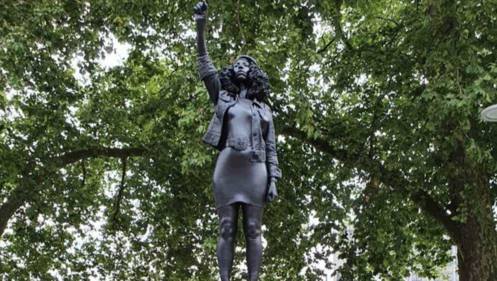 The statue of Edward Colston has been successfully replaced with a Black Lives Matter Protestor Photograph