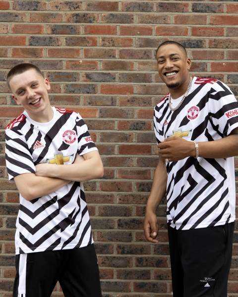 Aitch and Dutchavelli star in adidas advert to launch new Man Utd kit Photograph