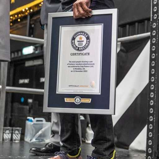 Crep Protect Host Successful Guinness World Record For Most Shoes Cleaned Simultaneously Photograph